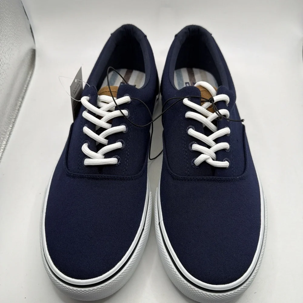 Izod Men's Rangley Lace Up Navy Blue Canvas Shoes Size 8.5. New